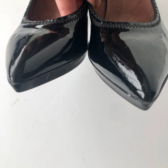 HISPANITAS black patent leather pump shoes, 3.5" sturdy high heels EU 39 US 8.5 - Picture 4 of 16